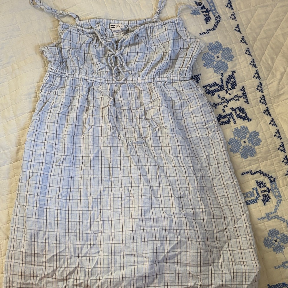 Billabong Blue and White Plaid Midi Dress